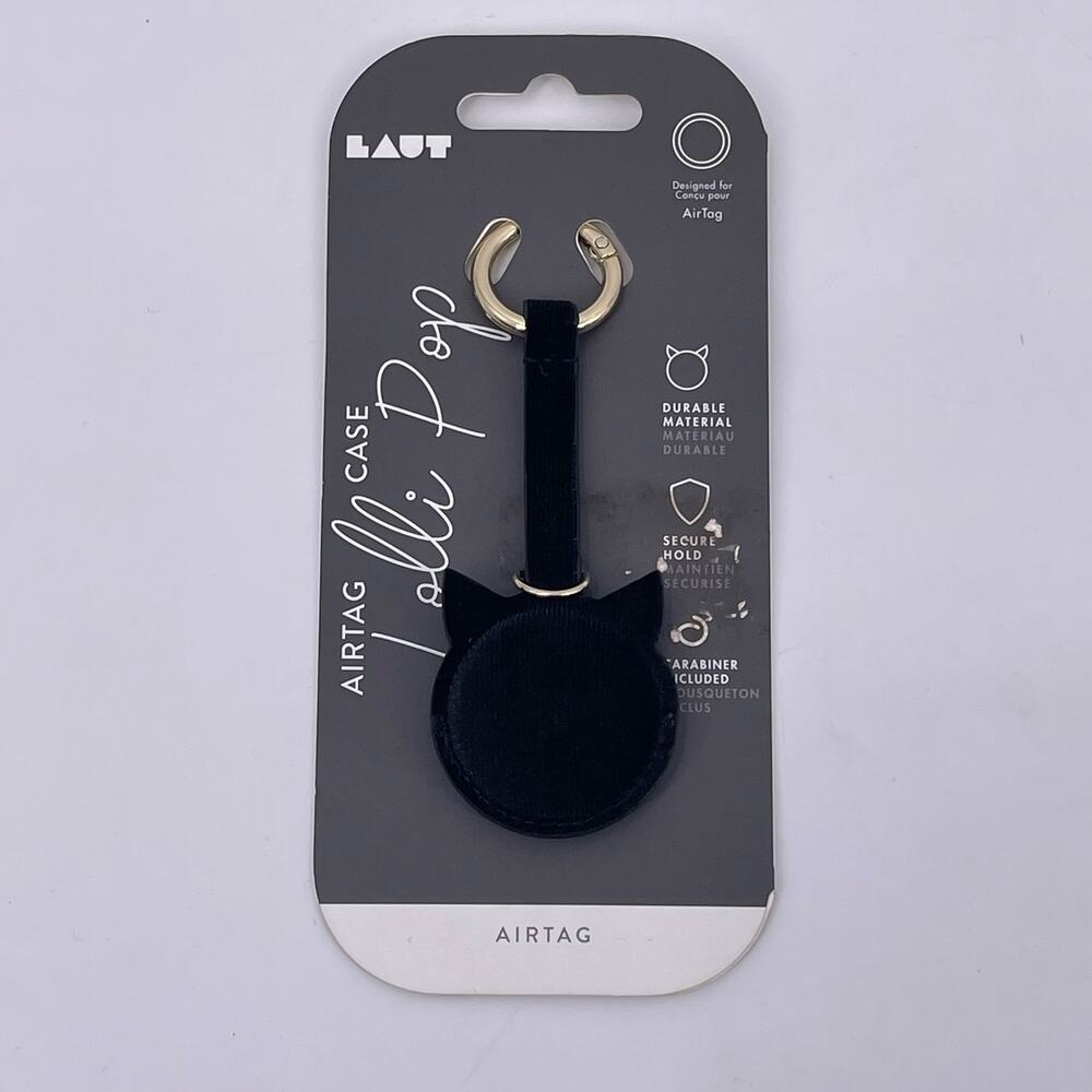LAUT Black Cat AirTag Case Lolli-Pop Salem Durable Secure with Carabiner NWT